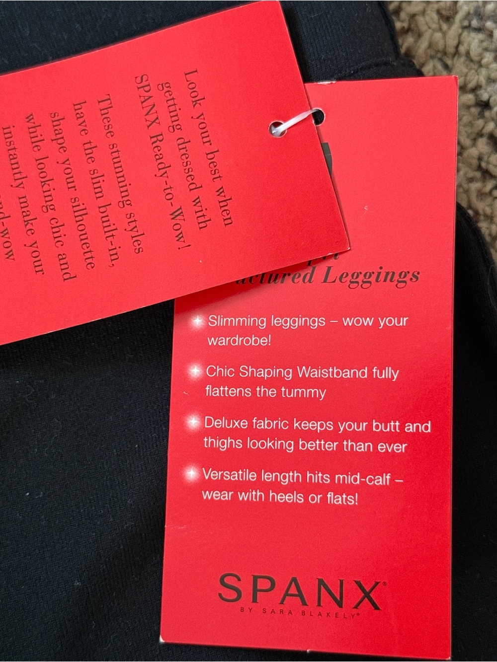 Spanx NWT Capri Feminine Leggings Medium Black Tummy Control Ready To Wow - Picture 3 of 5
